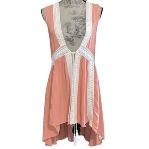 Boho Gilet‎ Sleeveless Tie Front Long Vest Tassels Flowy Retro Crotchet Details